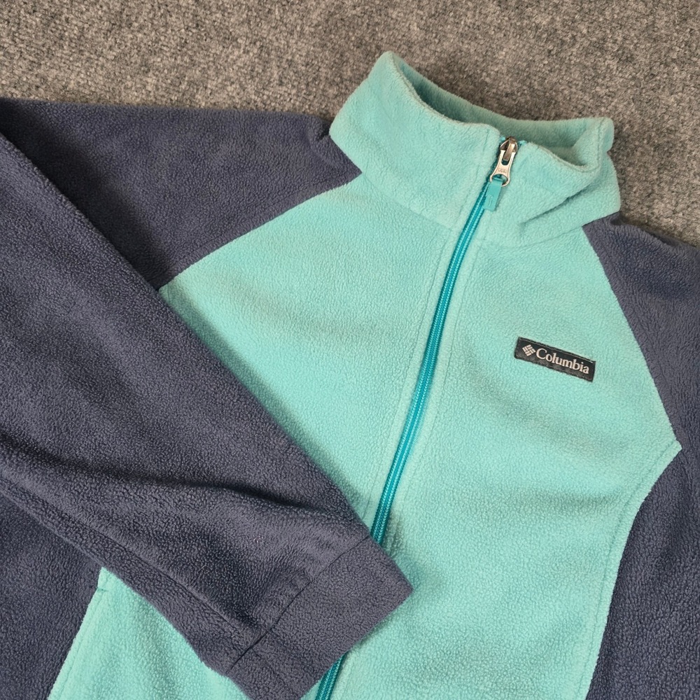 Columbia Fleece Jacket Women's Teal Navy Blue Full Zip Outdoor Adventure Size‎ L